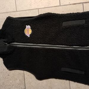 Antigua Black Fleece Vest with Lakers Embroidered Detail